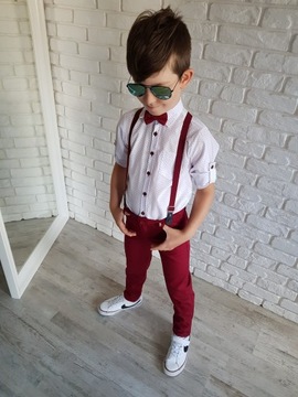 Komplet elegancki 4 części bordo 86