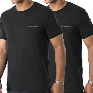 Emporio Armani t-shirt koszulka męska czarna crew-neck komplet 2 sztuki L