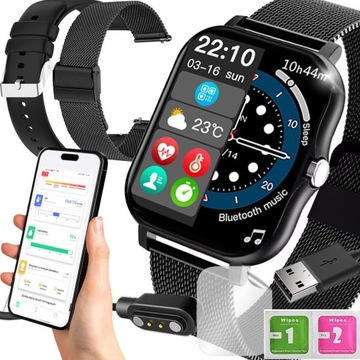 SMARTWATCH ZEGAREK POLSKIE MENU ROZMOWY SPORT SMART WATCH DAMSKI BLACK