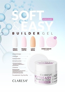 Claresa Żel Budujący Soft&Easy Mleczny drobinka 45