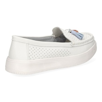 МОКАСИНЫ ЖЕНСКИЕ SERGIO LEONE SP015 БЕЛЫЕ ТУФЛИ, НАТУРАЛЬНАЯ КОЖА R 38