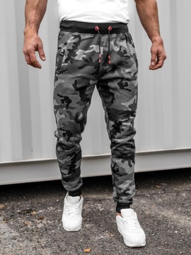 Spodnie męskie dresowe moro-grafitowe Denley KZ15A_XL