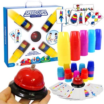 SPEED CUPS Szybkie kubeczki GRA ZRĘCZNOŚCIOWA rodzinna DZWONEK karty kubki