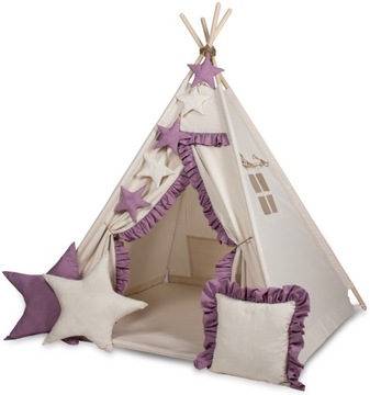Namiot TIPI WIGWAM TEEPEE 3 poduszeczki+ GIRLANDA z gwiazdek produkt PL