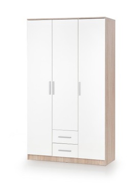 SZAFA TRZY DRZWIOWA BIAŁY POŁYSK SONOMA 120X52/205