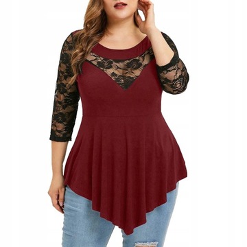 TW PIĘKNA BLUZKA TUNIKA Z KORONKĄ PLUS SIZE, 3XL