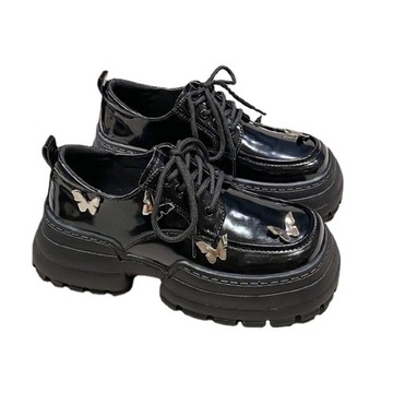 Women Thick Vintage PU Leather Shoes