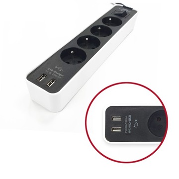 Listwa zasilająca z ładowarka USB Przedłużacz Ecolor 4 gniazda Kabel 1,5 m