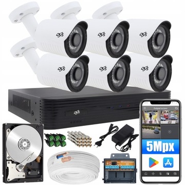 Kompletny zestaw monitoringu 5Mpx 6 kamer dysk