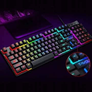 ИГРОВАЯ КЛАВИАТУРА ДЛЯ ГЕЙМЕРОВ, МЕМБРАННАЯ, ПОДСВЕТКА, ТИХАЯ, USB