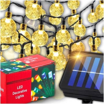 GIRLANDA LAMPKI ŚWIATEŁKA SOLARNE OGRODOWE ŻARÓWKI OZDOBNE LED SZNUR 4,5M
