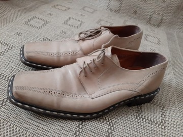 buty męskie eleganckie- Conhpol - skóra solidna - beżowe - rozm. 42 /x6