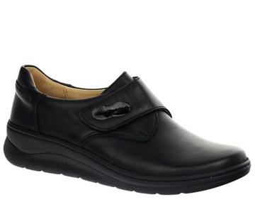 Czarne buty zdrowotne profilowane na rzepy skórzane Helios 418 ROZ. 39