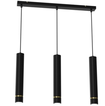 EWILIGHT Lampa sufitowa wisząca 3-punkty listwa TUBE 3xGU10 czarny/złoty