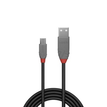 Lindy 36734 USB 2.0 A — линейный кабель Micro B Anthra — 3 м