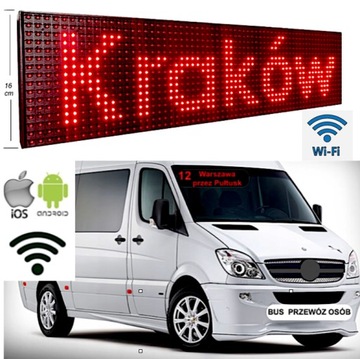 Tablica informacyjna do busa, edycja tras smartfonem. Wyświetlacz led.