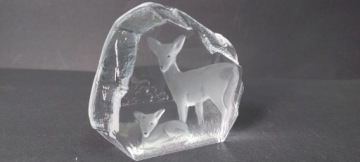 Стеклянная скульптура-папье Deer Deer WWF Пол Ислинг Svensk Glas