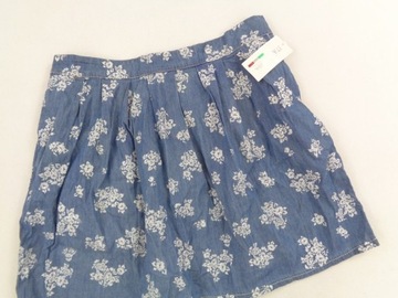 38-40 ITALY SPÓDNICA JEANS FLORAL L24-79