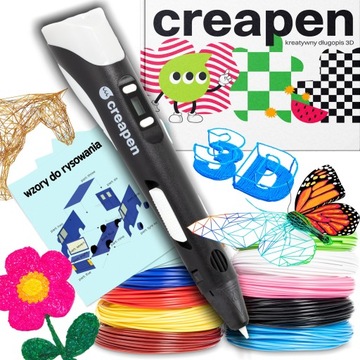 Długopis 3D Magiczny Długopis Pen + 109m wkładów + 75 szablonów Czarny V4