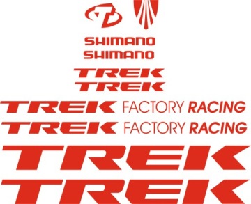 TREK FAKTORY RACING czerwone naklejki na rower 3-9R