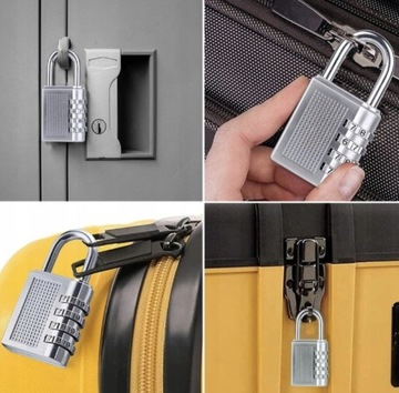 ЗАМОК ДЛЯ ЧЕМОДАНА ДЛЯ ТРЕНАЖЕРНЫХ ЗАЛОВ КОМБИНАЦИЯ ВАРИАЦИОННОГО КОДА, 4 ЦИФРЫ, СЕРЕБРЯНЫЙ