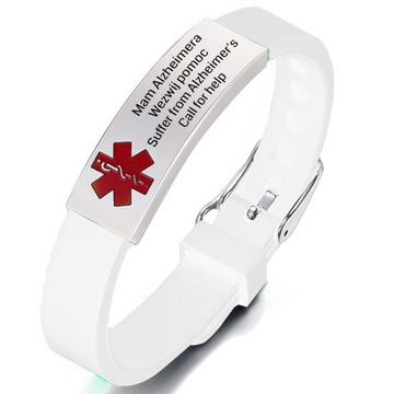 Медицинский браслет с гравировкой Болезнь АЛЬЦГЕЙМЕРА Цвета