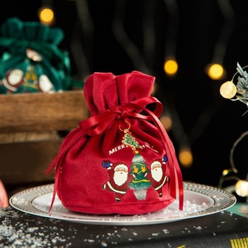 Рождественские мешочки для сладостей на шнурке