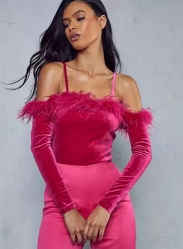 MISSPAP DAMSKIE RÓŻOWE WLUROWE BODY PIÓRA 44 VAJ