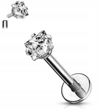 Labret Kolczyk do Ucha Kryształek SS316L 1,2/6/3