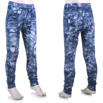 LEGGINSY DZIECIĘCE a'la DŻINS jeansowe PRINT MODNE ORAZ WYGODNE 104-110cm