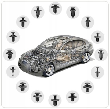 Пластиковые шпильки кузова автомобиля 625шт + ложка съемников