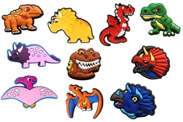 10x Wpinki / Przypinki do butów crocs i podobnych -Dinozaury