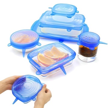 НАКРЫТКИ СИЛИКОНОВЫЕ УНИВЕРСАЛЬНЫЕ ДЛЯ ПИЩЕВЫХ, 6 ШТ.