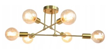 ŻYRANDOL LAMPA SUFITOWA WISZĄCA ZŁOTA 6 x E27 LED