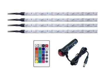 Oświetlenie WNĘTRZA auta RGB samochodu LED 4x30cm