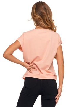 KOSZULKA DAMSKA T-SHIRT DLA NIEJ BAWEŁNA KOLOROWY NADRUK MORAJ L KORALOWY