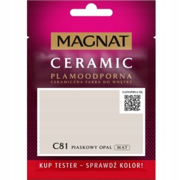 FARBA MAGNAT CERAMIC CERAMICZNA DO WNĘTRZ MATOWA 0,03L C81 PIASKOWY OPAL
