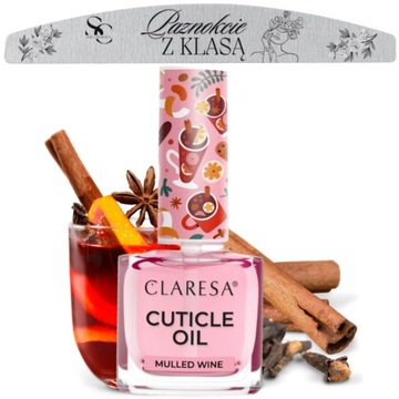 Claresa Oliwka do skórek i paznokci Mulled Wine Świąteczna Oliwka + PILNIK