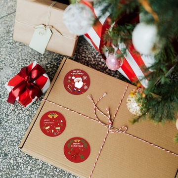 РОЖДЕСТВЕНСКИЕ НАКЛЕЙКИ ДЛЯ ПОДАРКОВ С РОЖДЕСТВОМ САНТА 8 шт R8