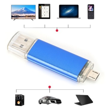 Светло-голубой USB 2.0 DualHead OTG Drive с металлическим корпусом, флэш-накопитель 4G, модель CW10050