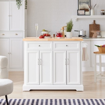 SoBuy Кухонный островной барный стол со складной столешницей, на колесах FKW71-WN