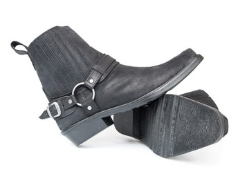 Kowbojki Buty Motocyklowe Skórzane Chopper Czarne Matowe - 41