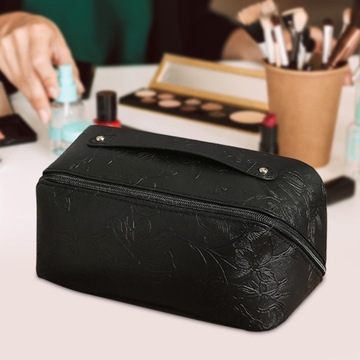 Косметичка с ручкой и отделением Портативная дорожная косметичка Черный