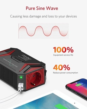 АВТОМОБИЛЬНЫЙ ИНВЕРТОР 12 В 230 В 300 Вт / 600 Вт СИНУС