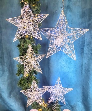 ПОДВЕСНОЙ СВЕТОДИОДНЫЙ ОРНАМЕНТ С СЕРЕБРЯНОЙ ЗВЕЗДОЙ 30 СМ