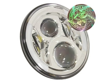 lampa LED DRL chipy OSRAM 7 cali reflektor chrom