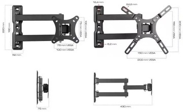 ВРАЩАЮЩИЙСЯ КРЕПЛЕНИЕ ДЛЯ ТЕЛЕВИЗОРА ВЕШАЛКА ДЛЯ ТЕЛЕВИЗОРА 22–42 ДЮЙМА