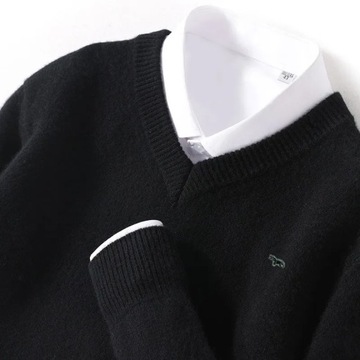 Plus Size 5XL Men's 60 Mink Cashmere Sweater V-Nec