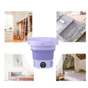 МИНИ-СТИРАЛЬНАЯ МАШИНА ДЛЯ БЕЛЬЯ И НОСКОВ, СКЛАДНАЯ, ЭФФЕКТИВНАЯ, ПОРТАТИВНАЯ, 8 Л, ПУРПУРНЫЙ