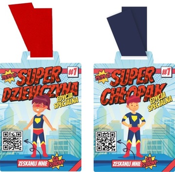 Medal SUPER CHŁOPAK SUPER DZIEWCZYNA 7cm+wstążka